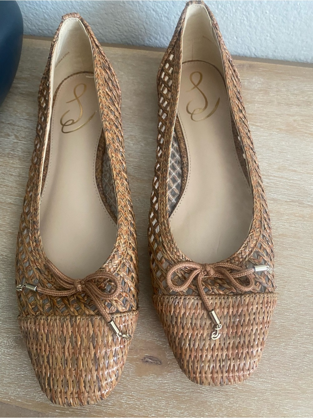 Sam Edelman May Raffia Nude Tan Brown Ballet Flat Size 9